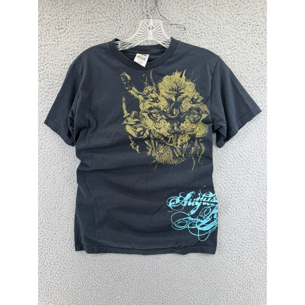 Vintage MMA Elite T-Shirt Adult Small Black Gold Lion Graphic‎ Y2K Grunge MMA Te